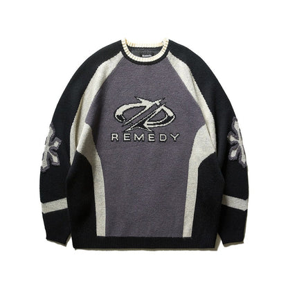 Color Block Logo Knit Sweater