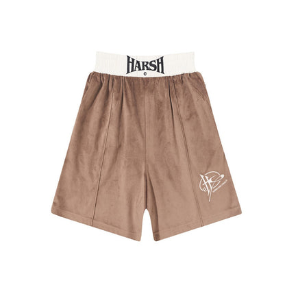 Embroidered Boxing Logo Velvet Shorts