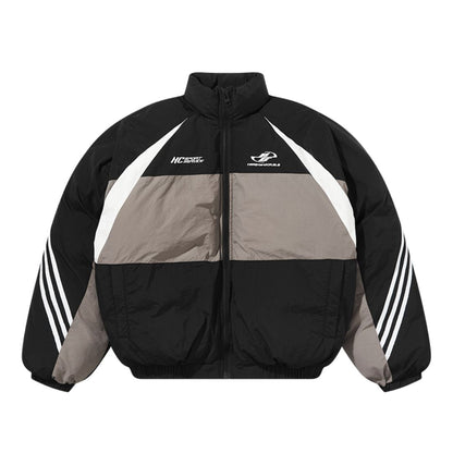 Contrast Irregular Embroidered Logo Down Jacket