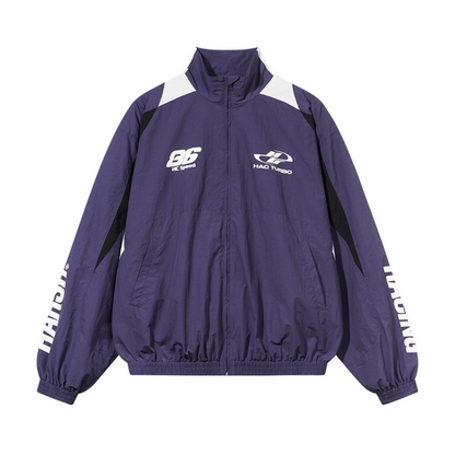 Contrast Stitching Logo Racing Jacket
